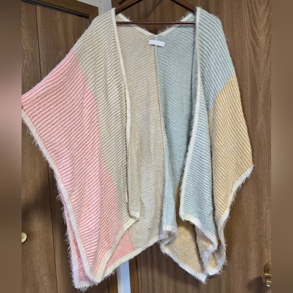 House Of Harlow 1960 Fuzzy Open Kimono Wrap Cardigan Sweater - Picture 2 of 6